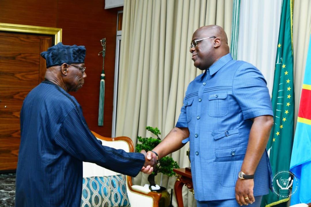 L'ancien président du Nigeria Obasanjo reçu en audience par le président Félix Tshisekedi à la Cité de l'UA