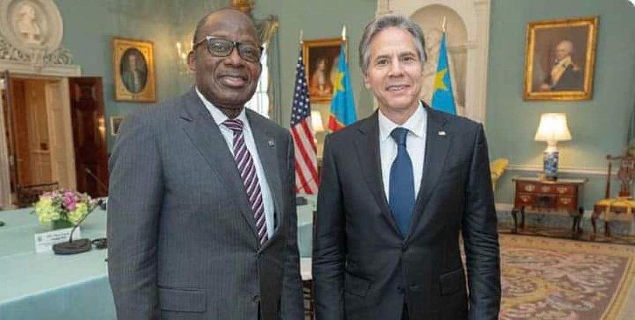 Le vice premier ministre congolais des affaires étrangères, Christophe Lutundula et J. Blinken, Secrétaire d'État américain