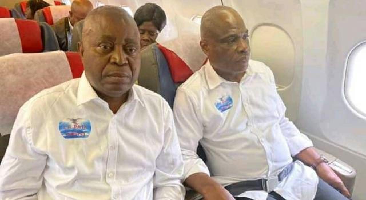 De gauche à droite. L'ancien Premier ministre Adolphe Muzito et président du parti Nouvel Élan et le president de l'ECIDé Martin Fayulu.