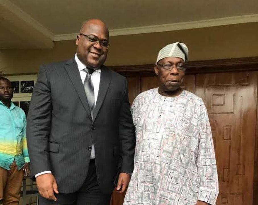 Le Président de la République Démocratique du Congo, Félix Tshisekedi et l'ancien président du Nigéria Olusegun Obasanjo 