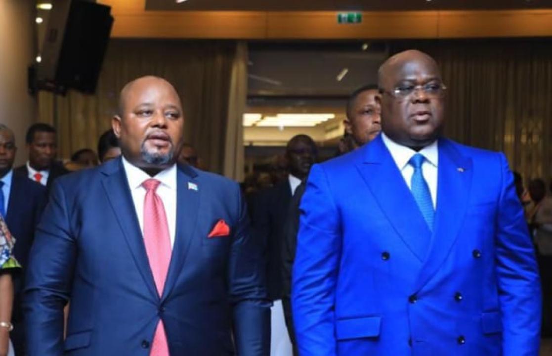 Le ministre d'État en charge du budget, Aimé Boji Sangara et Félix Tshisekedi, chef de l'État