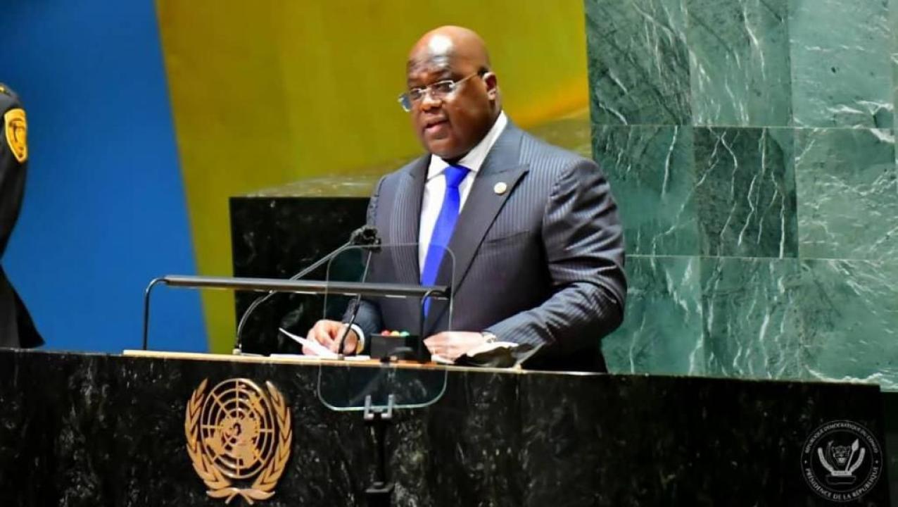 Le Chef de l'État, Félix Tshisekedi lors de son discours à la 77e Assemblée générale de l'ONU