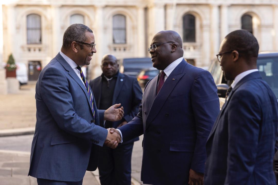 Le Chef l'État Félix Tshisekedi et le secrétaire d'État britannique, James Cleverly à Londres