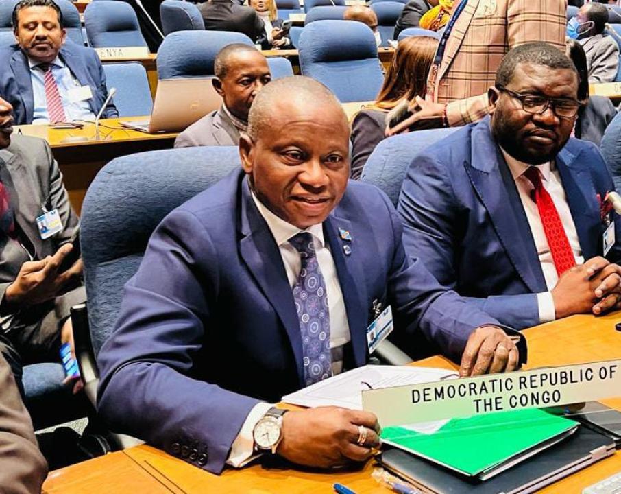 Le ministre des transports, Chérubin Okende lors de la 41e Assemblée de l'OACI au Canada