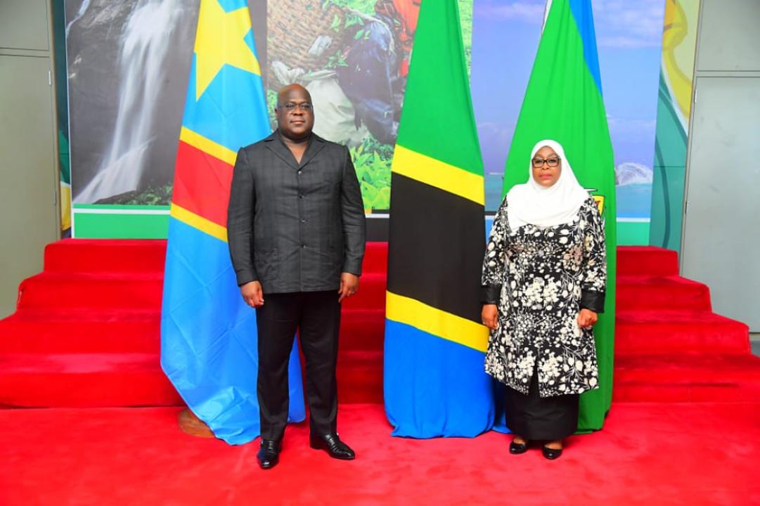 Le président congolais Félix Tshisekedi et son homologue tanzanienne, Samia Suluhu Hassan