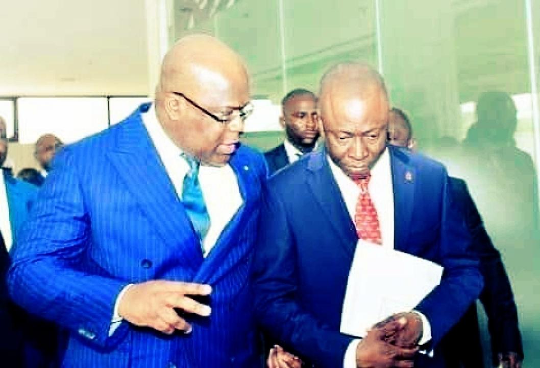 Le président de la République Félix Tshisekedi et le secrétaire général de l'UDPS Augustin Kabuya