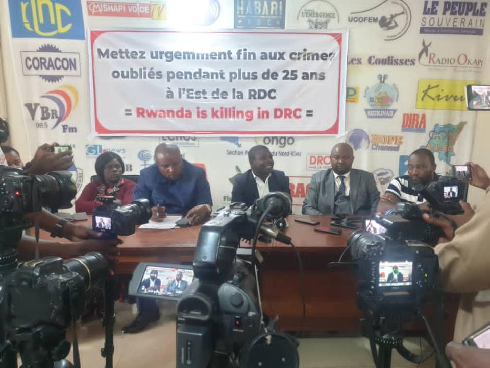 Les membres de la société civile du Nord-Kivu au cours d'un point de presse