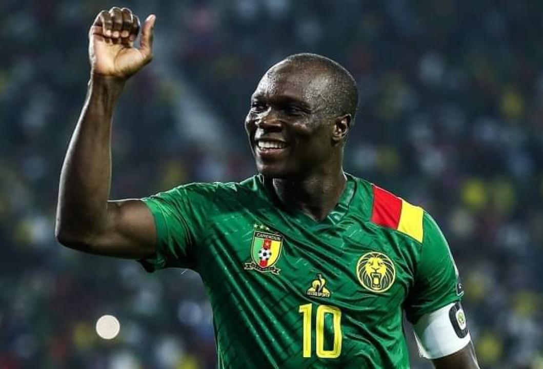 L'avant-centre camerounais, Vincent Aboubakar en pleine célébration d'un but.