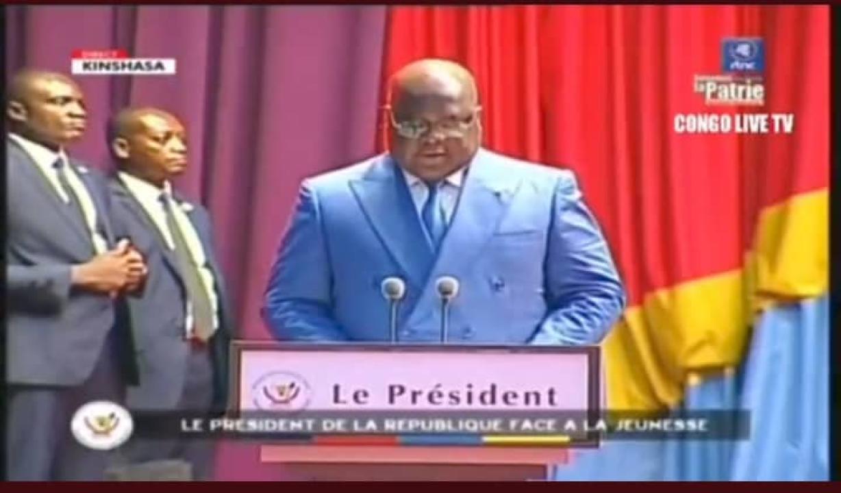 Le chef de l'État, Félix Tshisekedi, ce mercredi 30 décembre, lors d'une rencontre avec la jeunesse au Palais du peuple