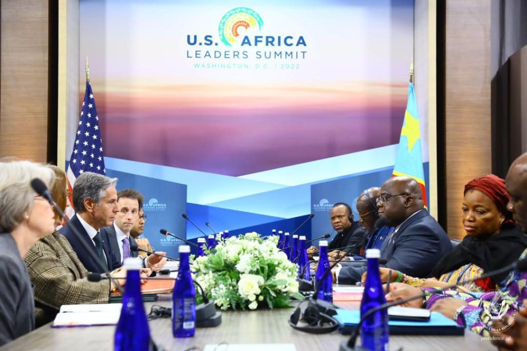 Le Président Félix Tshisekedi à la tête d'une délégation et quelques membres de l'administration américaine représentés par le secrétaire d'État Antony Blinken