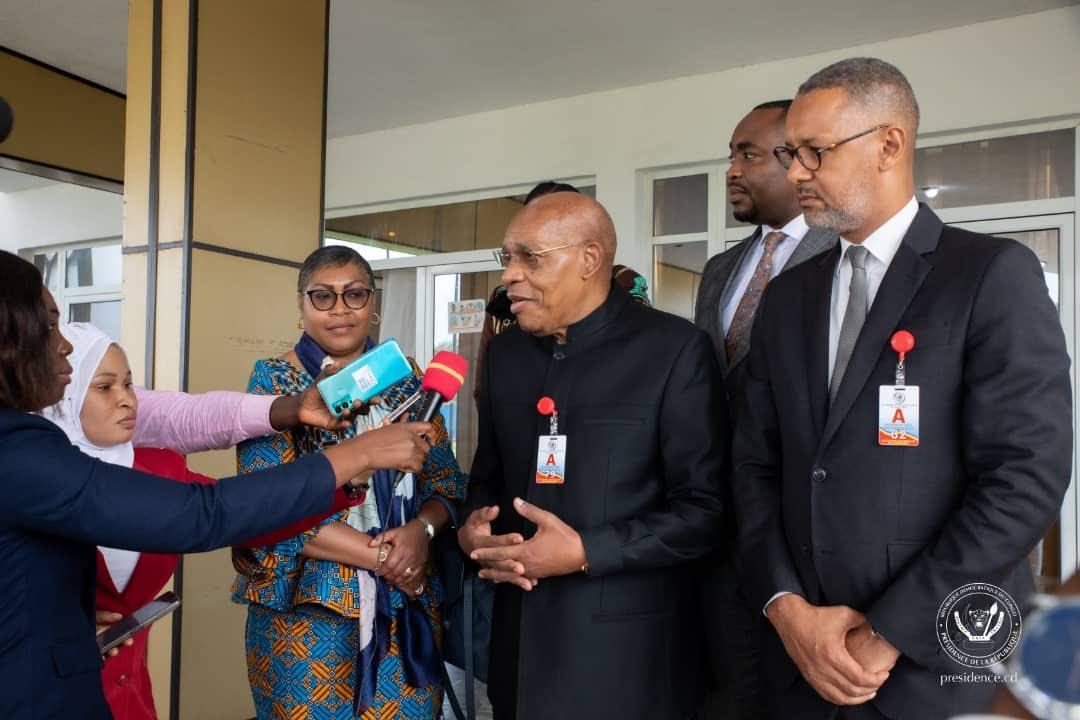 Les membres du Comité de pilotage du Conseil Présidentiel devant la presse après leur échange avec le chef de l'État, Félix Tshisekedi