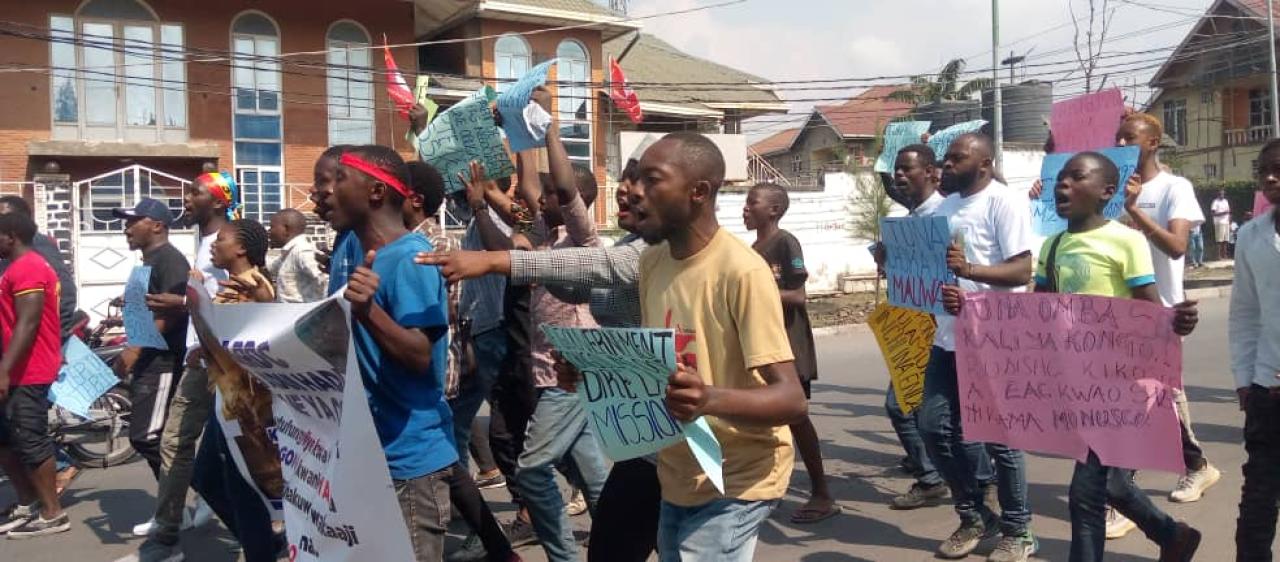 Un groupe des jeunes manifestants contre l'EAC à Goma [photo d'illustration]