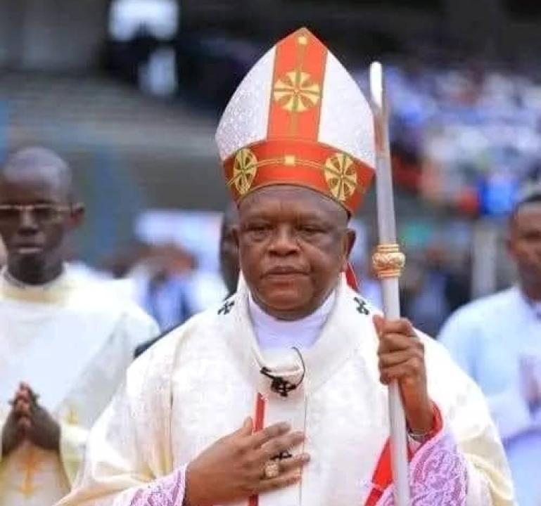 Le cardinal Fridolin Ambongo lors d'une célébration eucharistique au stade des martyrs [ Photo d'illustration]