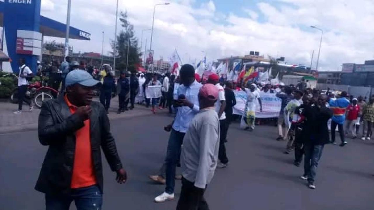 La manifestation contre la force régionale de l'EAC au Sud-Kivu