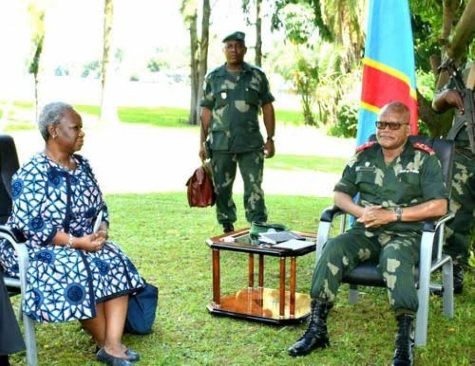 La cheffe de la MONUSCO Bintou Keita et le gouverneur militaire du Nord-Kivu, le lieutenant général Constant [photo d'illustration]