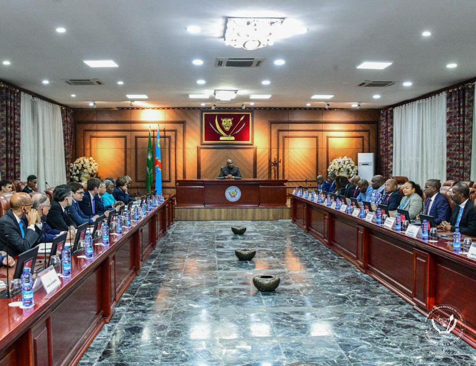 Le Président de la RDC, Félix Tshisekedi et la délégation de l'ONU au Palais de la Nation