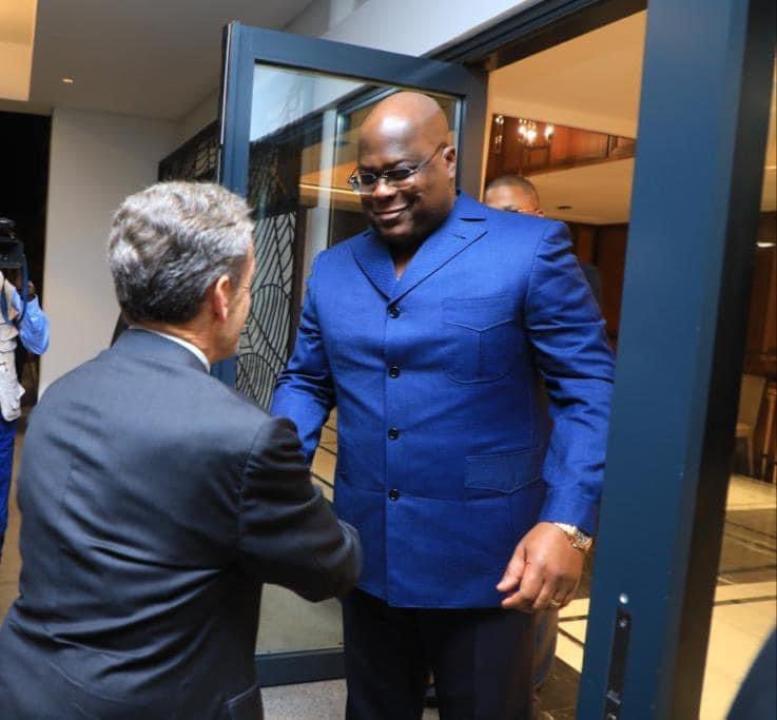 Le Président de la République, Félix Tshisekedi et l'ancien président français Nicolas Sarkozy à Kinshasa