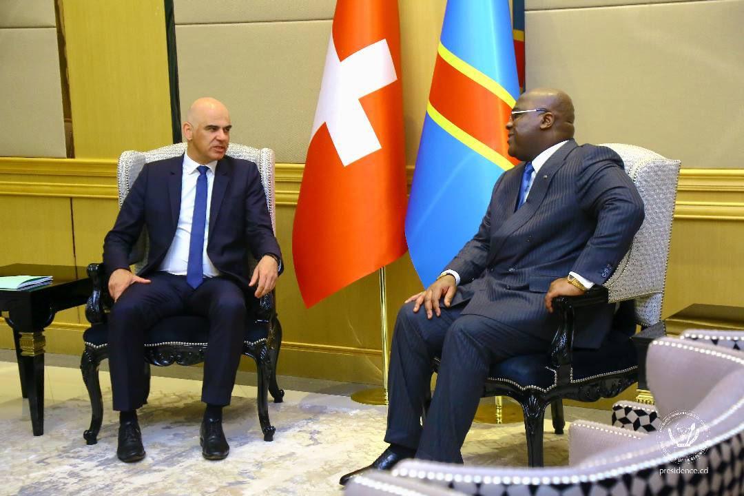 Le Président de la RDC, Félix Tshisekedi et son homologue suisse au Palais de la  Nation