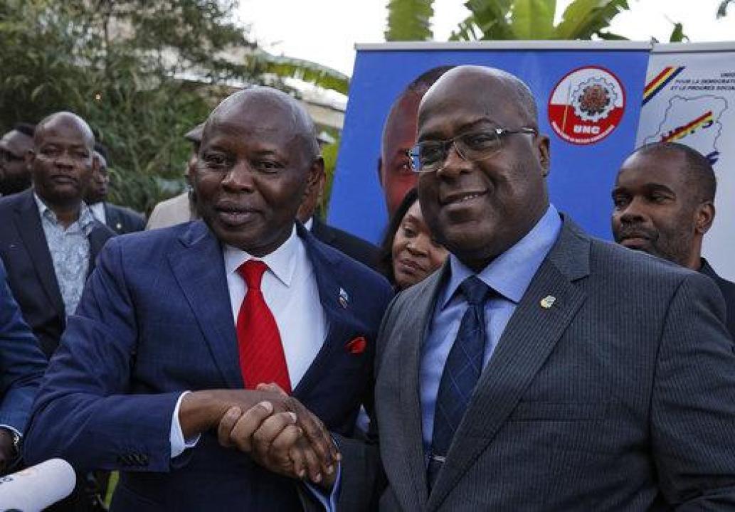 Le Ministre de l'économie, Vital Kamerhe et le Président de la République, Félix Tshisekedi 