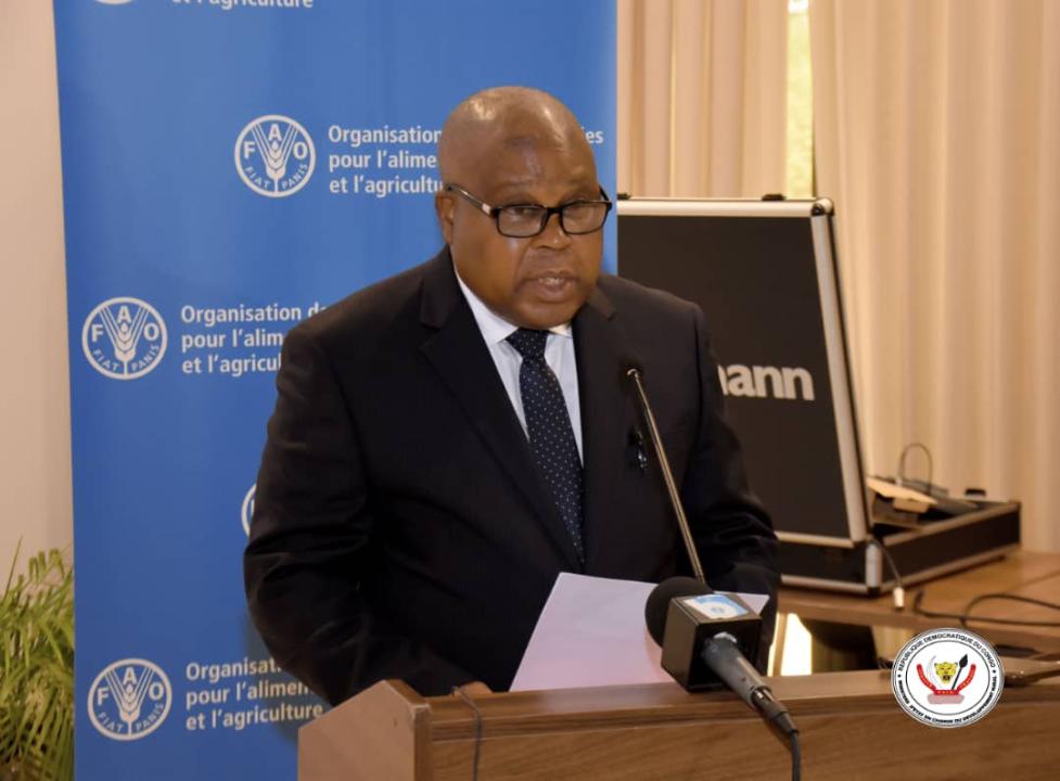 Le ministre d'État, François Rubota prenant la parole à l'ouverture de l'atelier du lancement du projet d'appui à l'élaboration de la politique nationale du développement rural en RDC