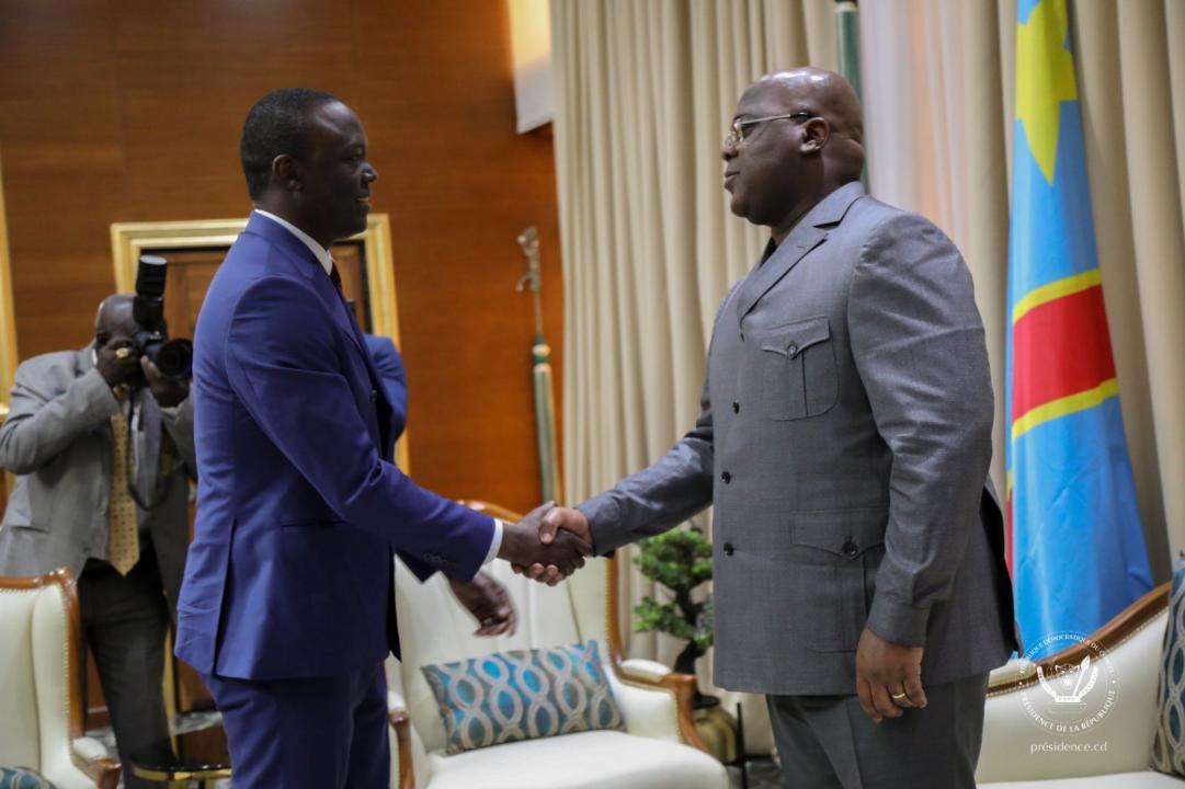 Le chef de l'État, Félix Tshisekedi, facilitateur de la CEEAC, échange avec l'opposant tchadien Masra Succès à la cité de l'UA