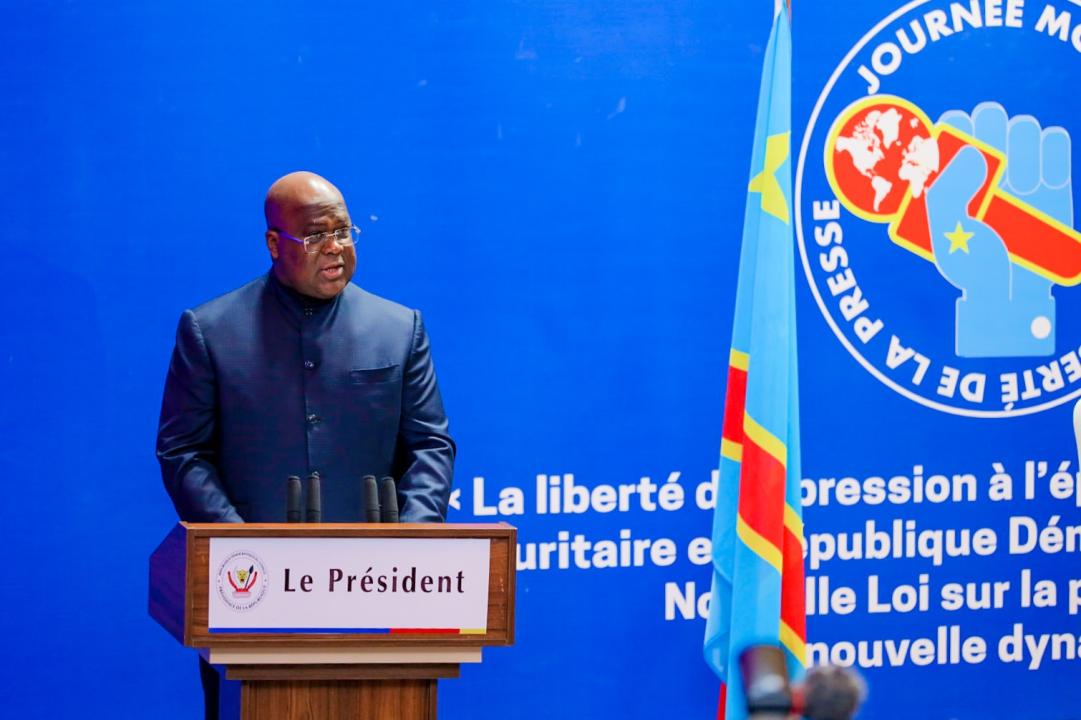 Félix Tshisekedi lors de son allocution devant les journalistes