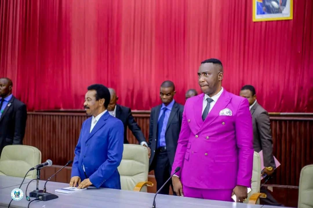 De gauche à droite, le président de l'assemblée provinciale de Kinshasa Gode Mpoyi et le président de l'assemblée nationale Christophe Mboso ( photo d'illustration)