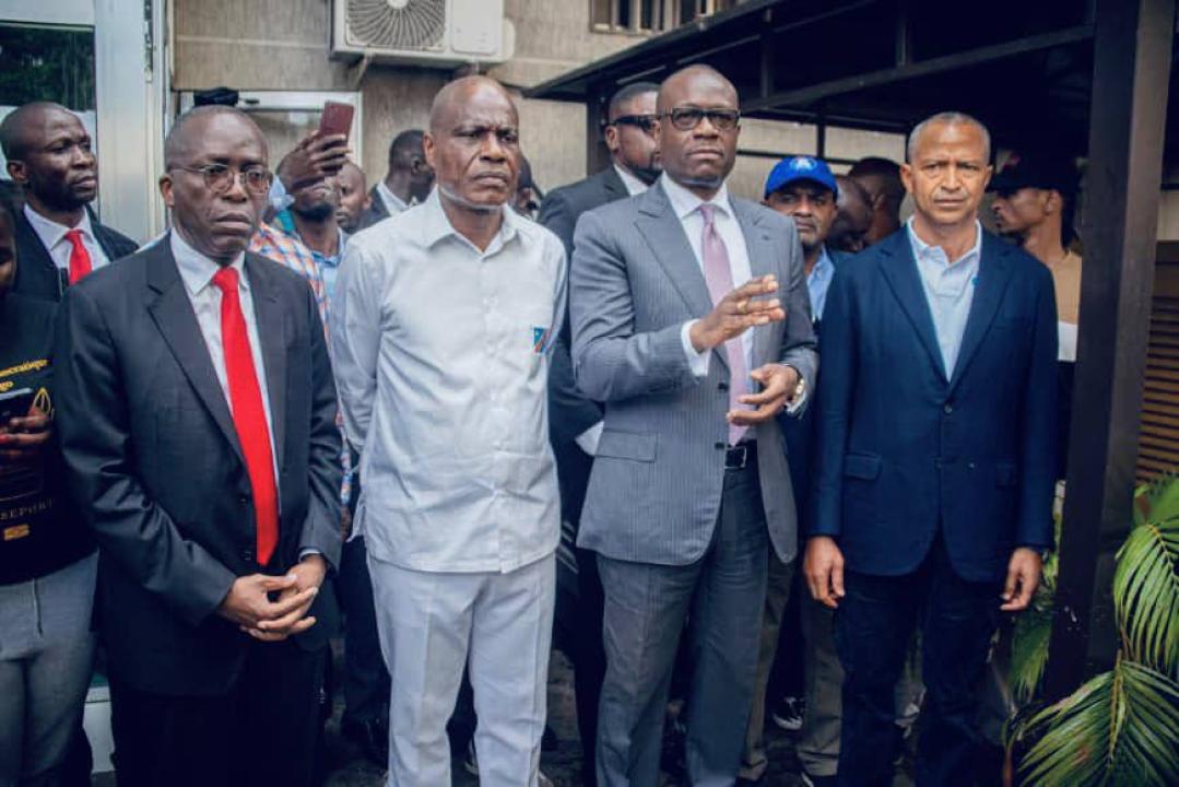 Les quatre leaders de l'Opposition après la réunion tenue, ce mercredi 24 mai, à Kinshasa