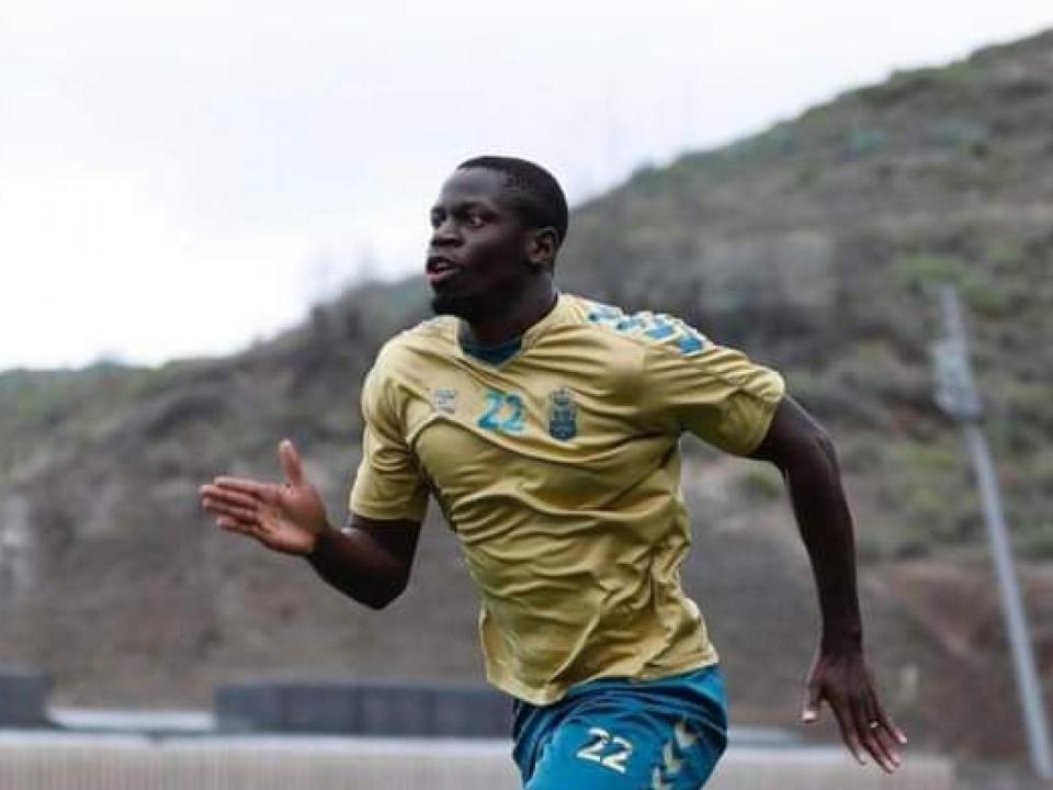 Omenuke Mfulu lors d'une séance d'entraînement avec Las Palmas