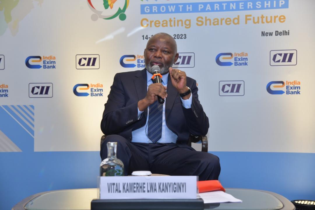 Vital Kamerhe au sommet Inde-Afrique pendant la présentation de la RDC.