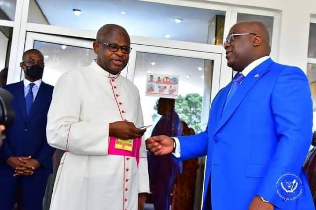 Le SG de la CENCO Mgr Donatien N'shole et le Président de la République, Félix Tshisekedi [ Photo d'illustration]