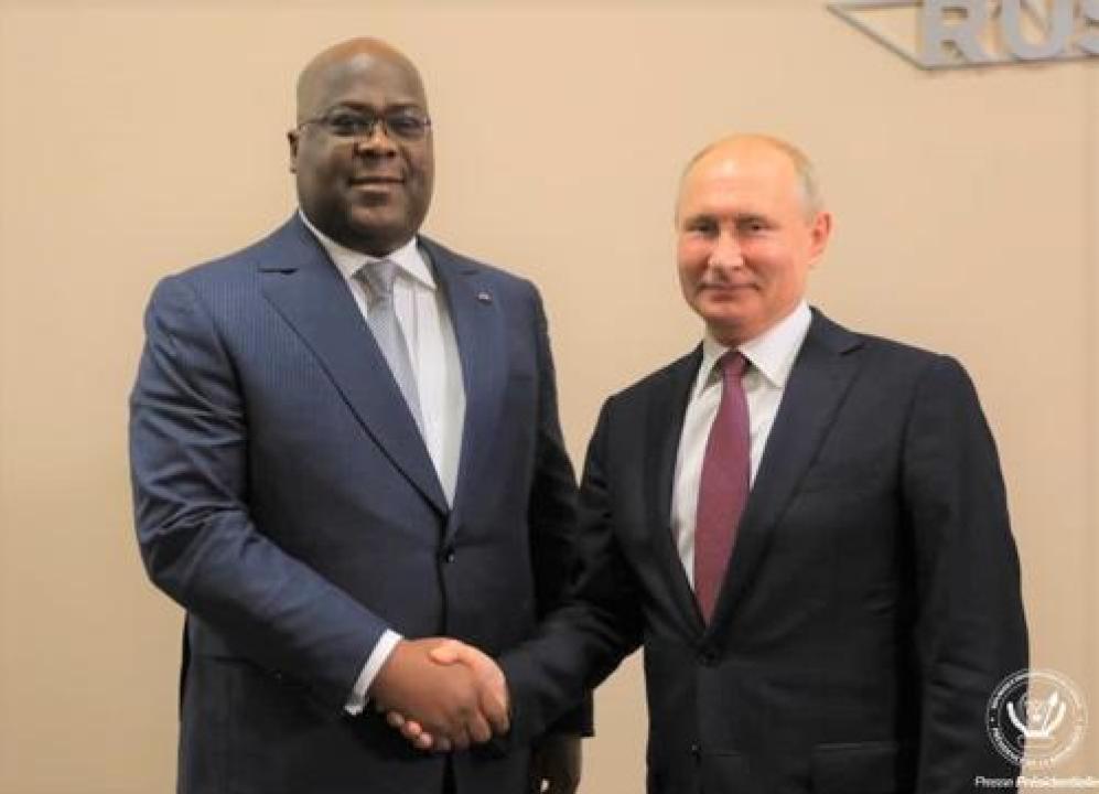 Les Présidents Félix Tshisekedi (RDC) et Vladimir Poutine (Russie).