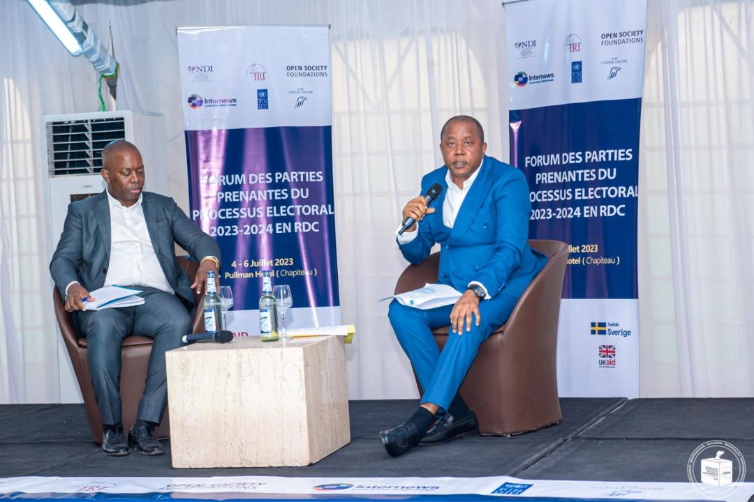 Le Président de la CENI, Denis Kadima intervant au Forum des parties prenantes au processus électoral au chapiteau de Pullman Hôtel de Kinshasa