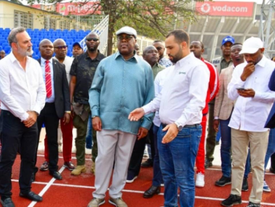 Félix Tshisekedi lors de sa visite au stade des martyrs de Kinshasa.