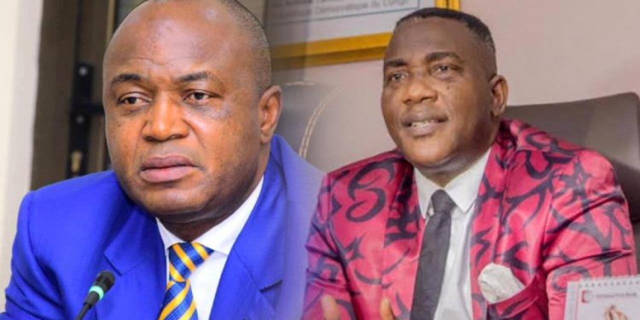 De gauche à droite, le gouverneur de la ville province de Kinshasa, Gentiny Ngobila et le président de l’Assemblée provinciale de Kinshasa (APK), Godé Mpoyi.