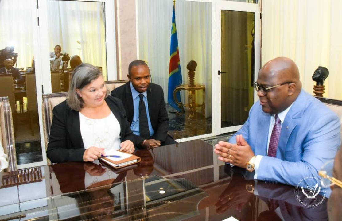 Le chef de l'État Félix Tshisekedi et la sous-secrétaire d'État américaine, Victoria Nuland, jeudi 03 août 2023  à Kinshasa.