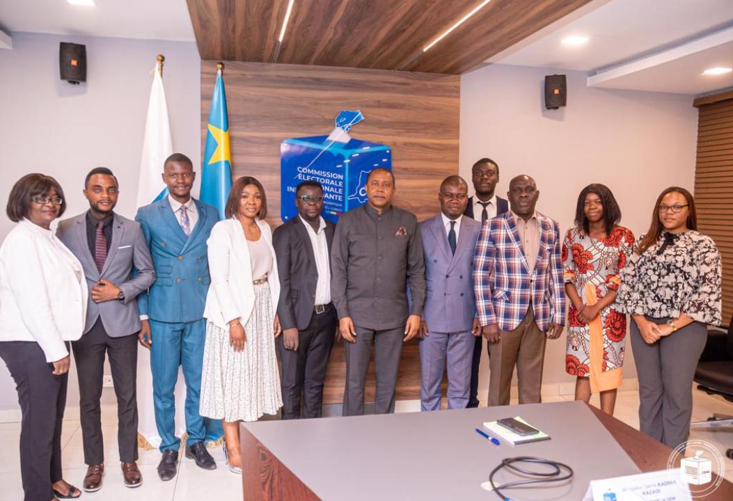Le Président la CENI, Denis Kadima et une délégation du comité directeur de la Représentation des étudiants du Congo, lundi 18 septembre 2023