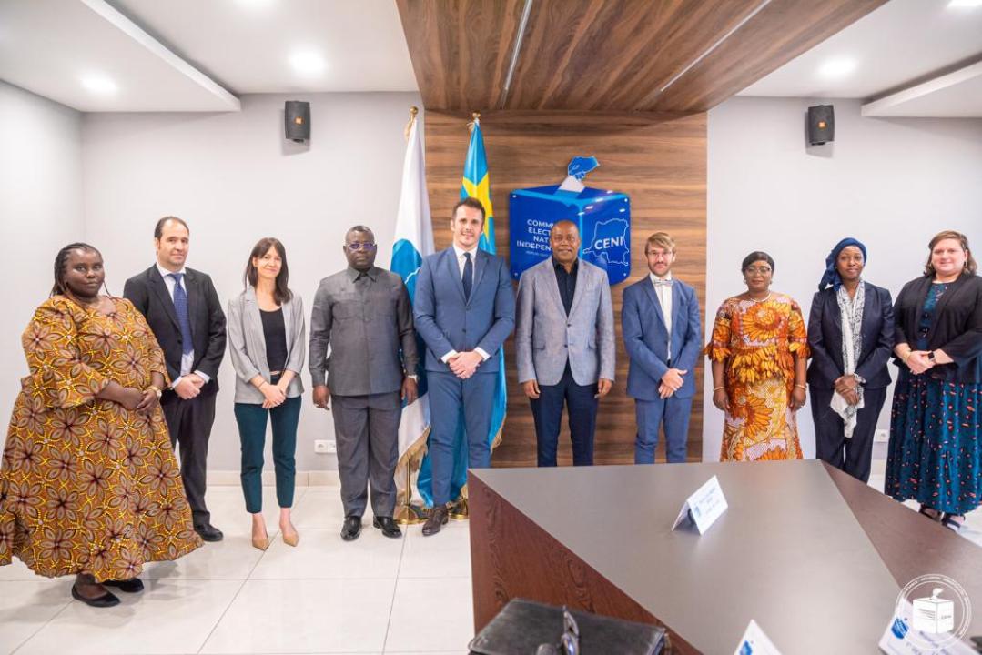 Le Président de la CENI, Denis Kadima et une délégation du Centre Carter à Kinshasa, lundi 25 septembre 2023.