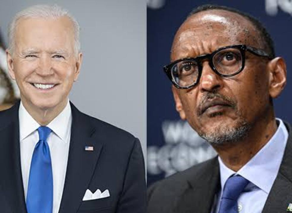 (De gauche à droite) le président des États-Unis, Joe Biden et le président du Rwanda, Paul Kagame