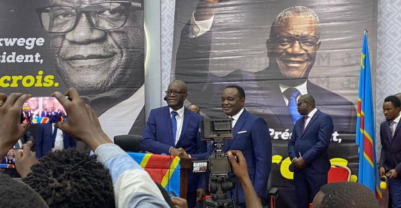 Candidat président de la République, le Dr Denis Mukwege présente Didier Mumengi, ancien ministre de communication, son  directeur de campagne