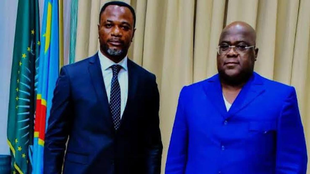 Le ministre de l'EPST, Tony Mwaba et Félix Tshisekedi, président de la République 