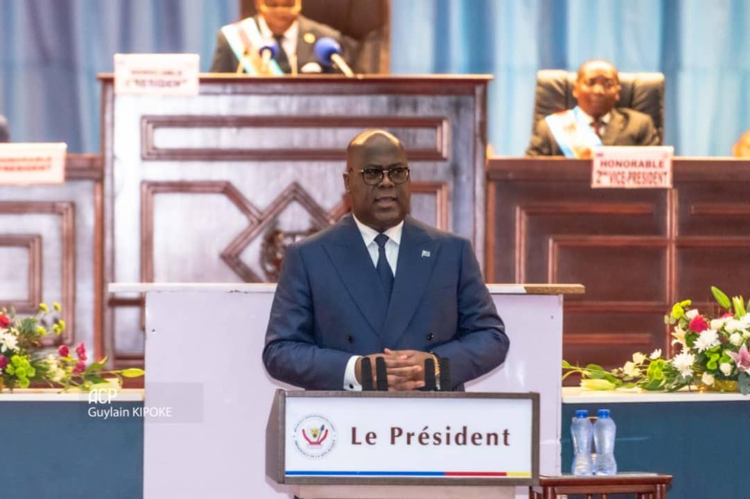 Le chef de l'État, Félix-Antoine Tshisekedi devant le Parlement réuni en congrès