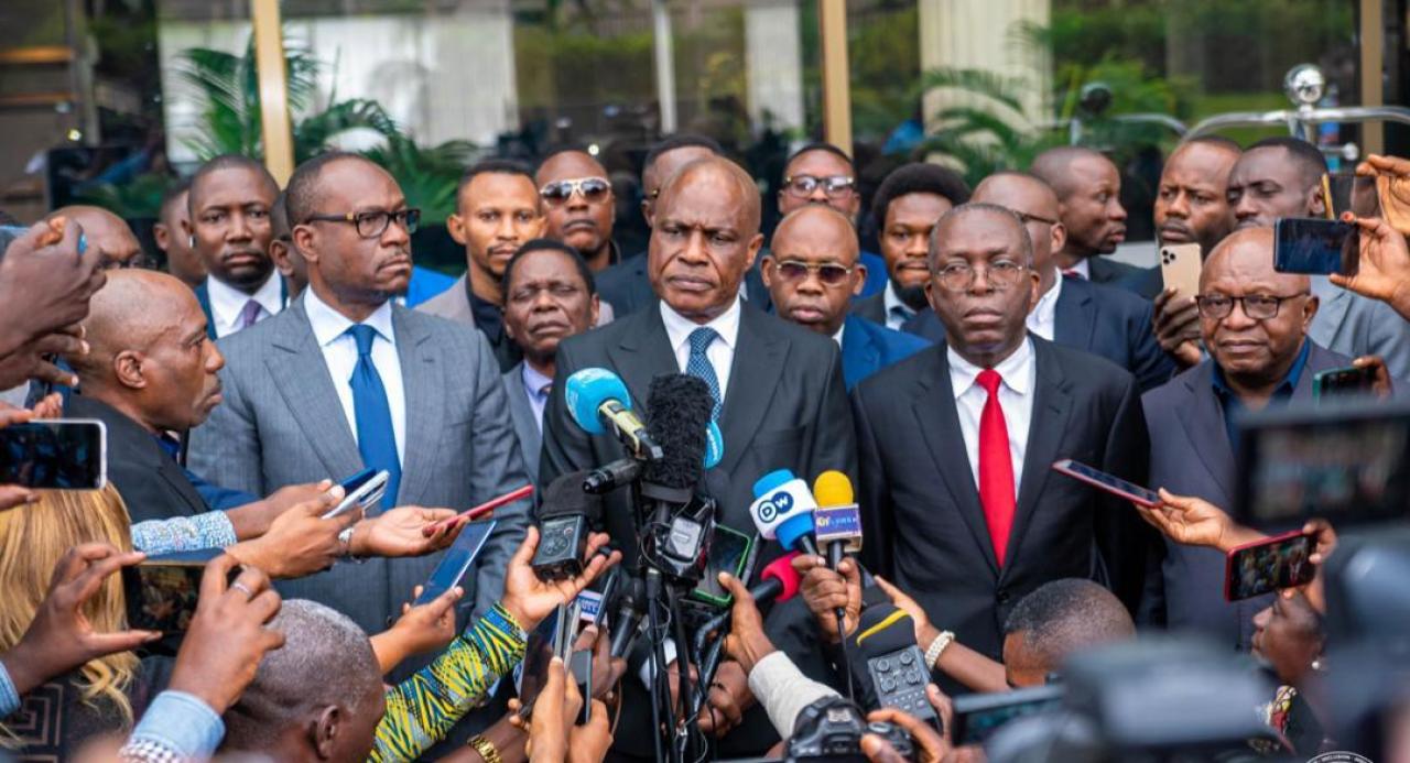 Les leaders de l'opposition devant la presse, après l'échange avec le président de la CENI [ Photo d'illustration]