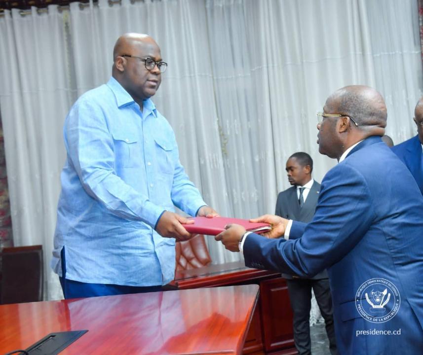Cérémonie de la signature de l'accord présidée par le président Félix Tshisekedi