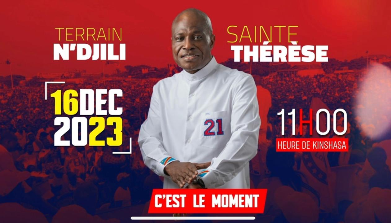 Affiche de Martin Fayulu pour le meeting du 16 décembre à Sainte Thérèse