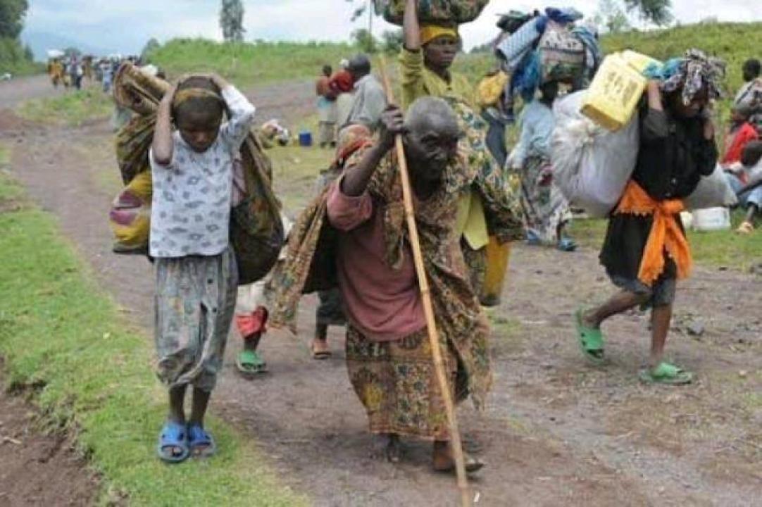 Des civils fuyant les affres de la rébellion du M23 dans la province du Nord-Kivu en RDC.