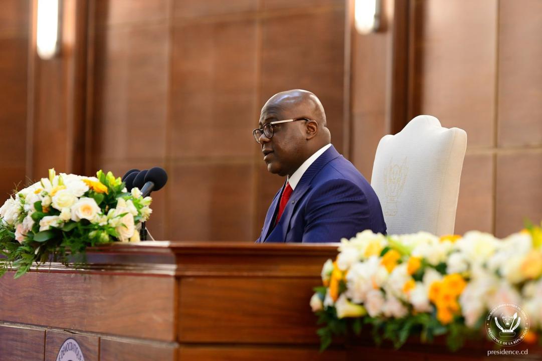 Félix Tshisekedi devant les ambassadeurs, mardi 30 janvier 2024.