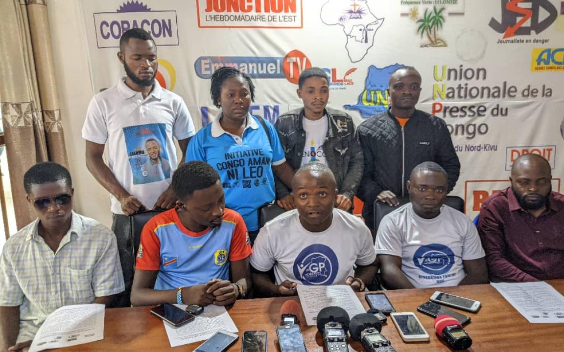 e Collectif des mouvements citoyens et groupes de pression du Nord-Kivu devant la presse à Goma [photo d'illustration]