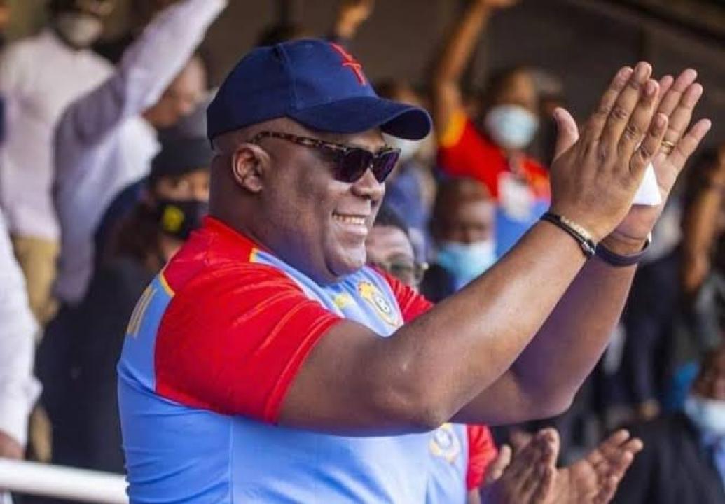 Le chef de l'État, Félix Tshisekedi lors d'un match des Léopards.