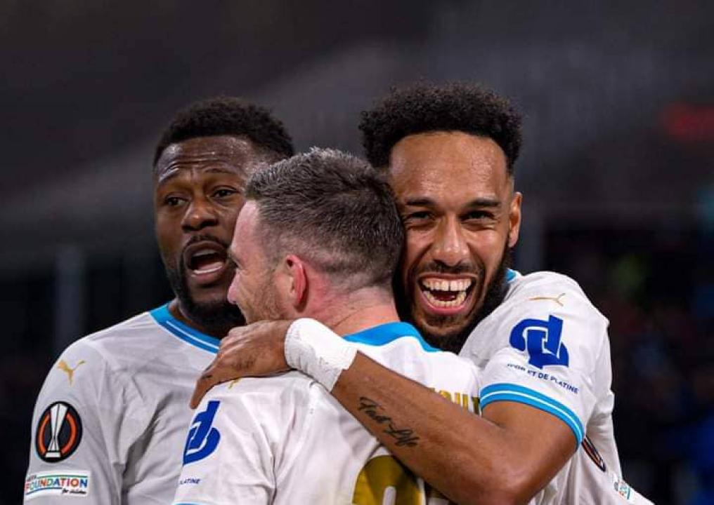 Mbemba, Veretout et Aubameyang en pleine célébration. [Photo d'illustration]